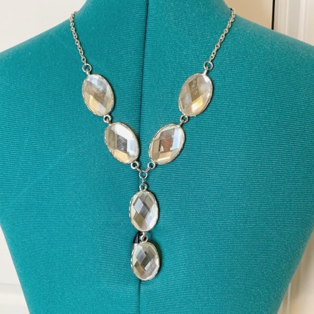 Crystal Stone Drop Long Necklace
